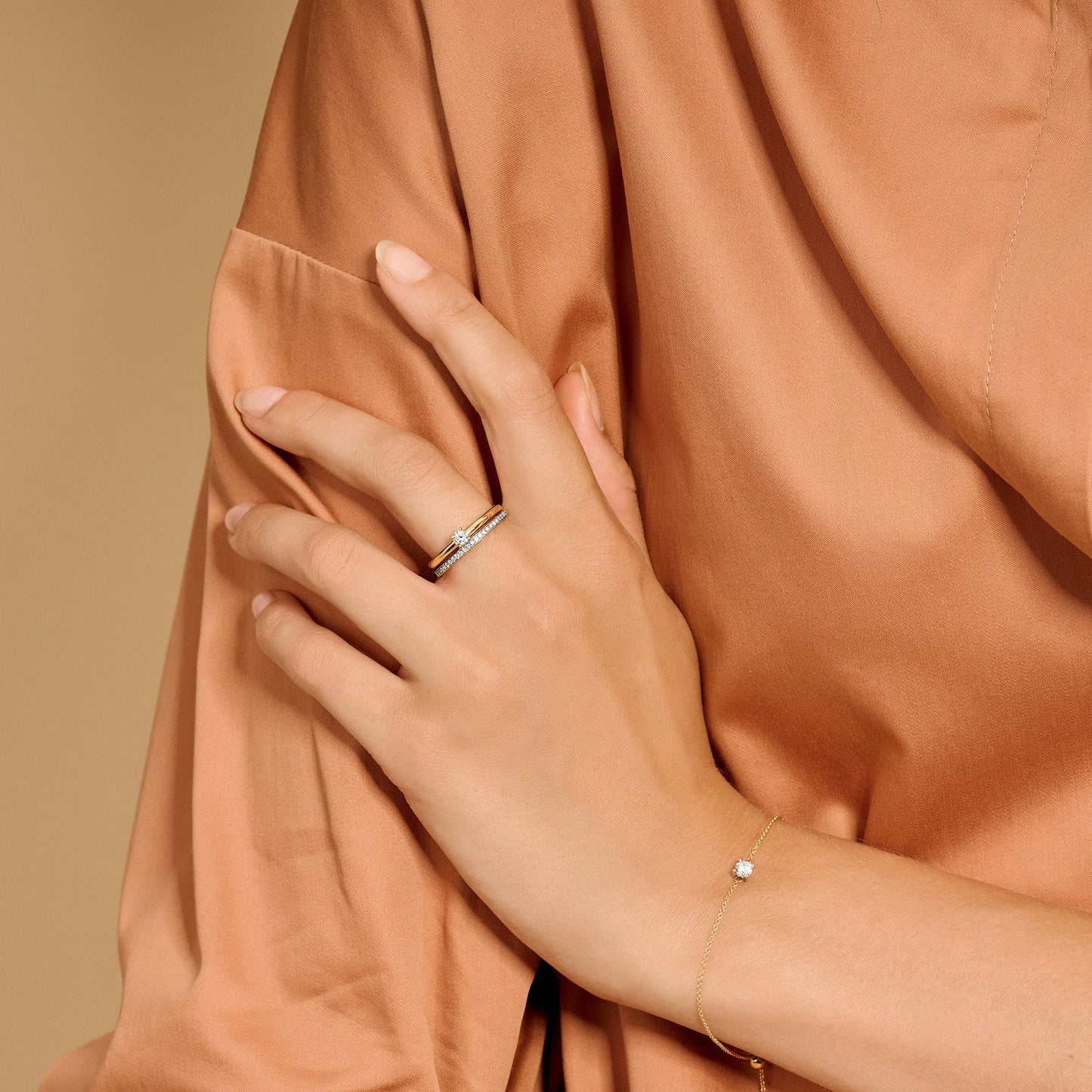 Blush Memoire ring met zirkonia