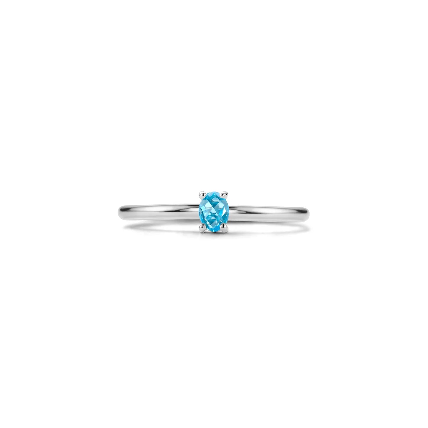 Blush witgouden ring met blauwe topas