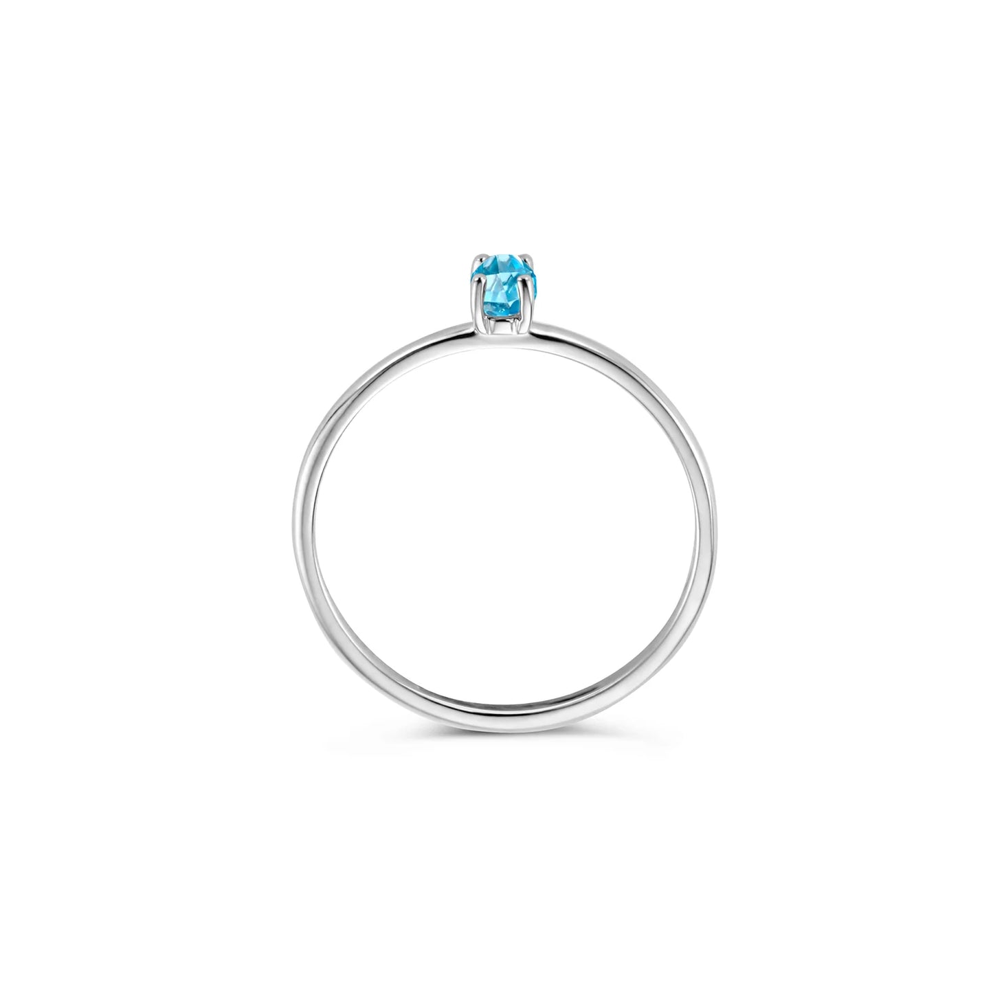 Blush witgouden ring met blauwe topas