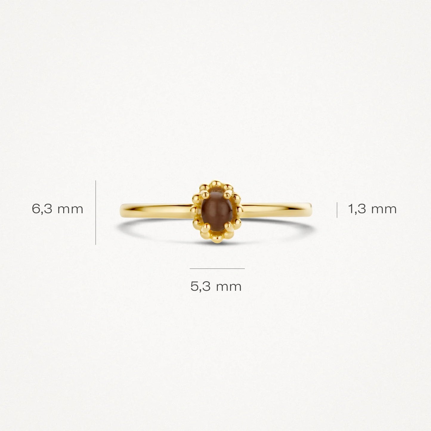 Blush ring met bruin kattenoog