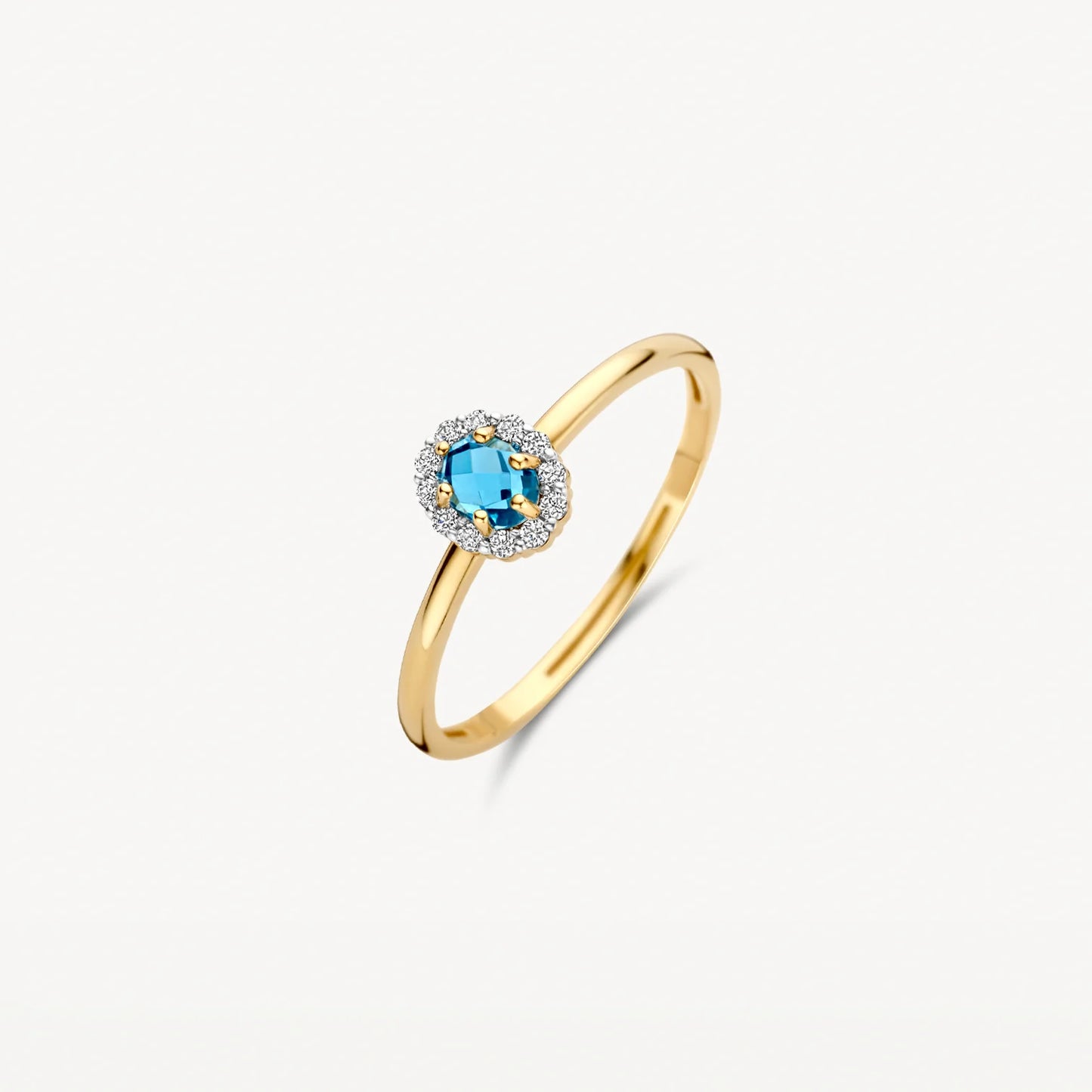 Blush ring blauwe topaas met zirkonia