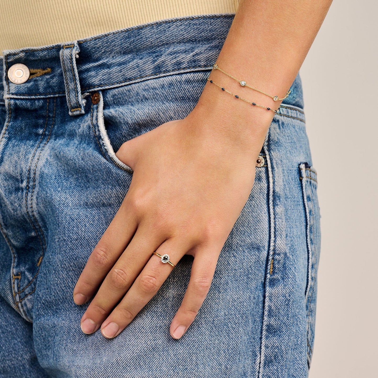 Blush ring blauwe topaas met zirkonia