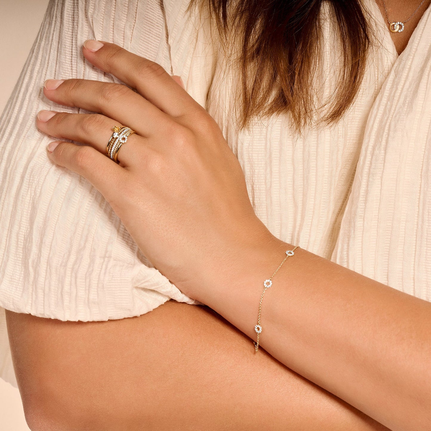 Blush geelgouden armband met zirkonia