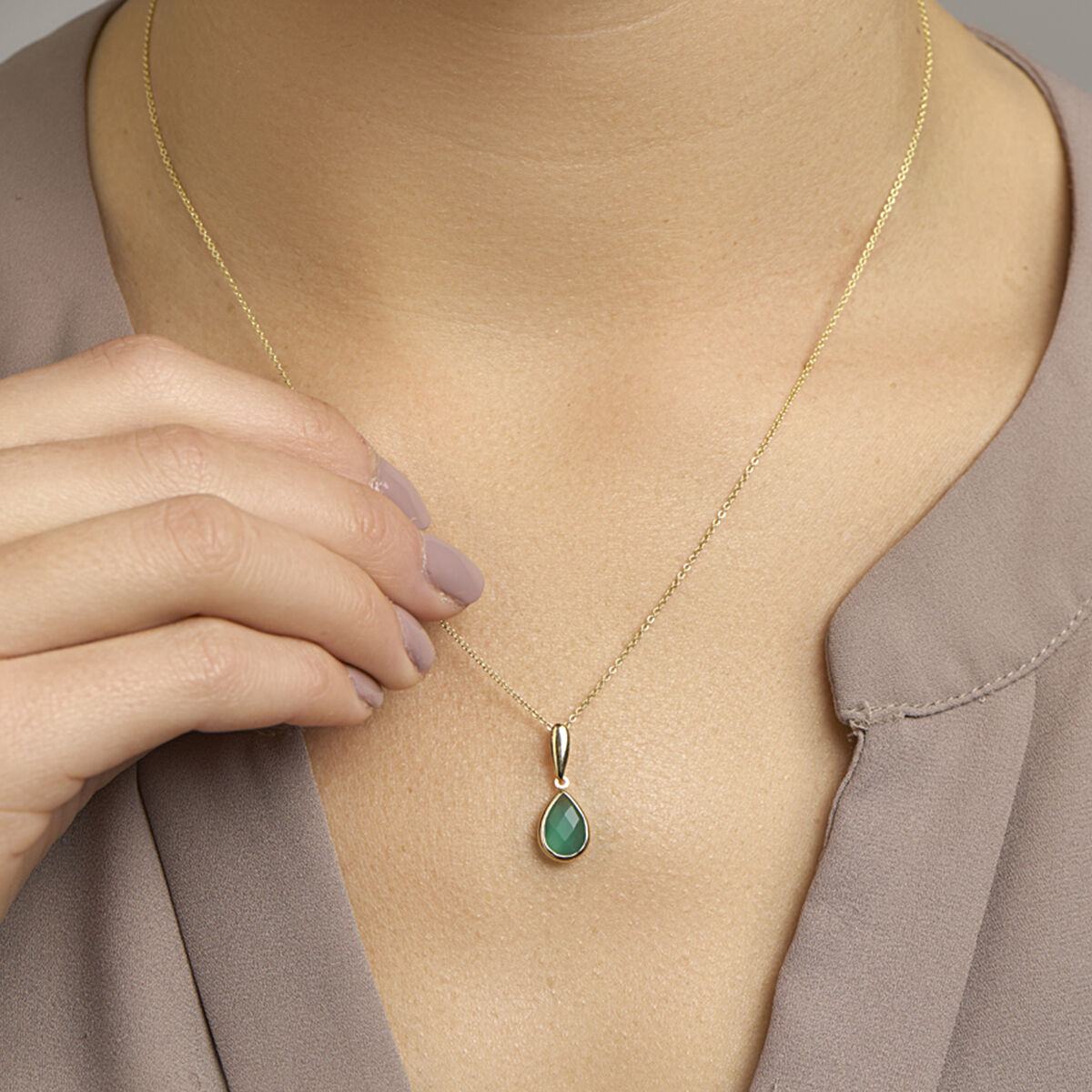 van Hooff juwelen hanger met groene agaat