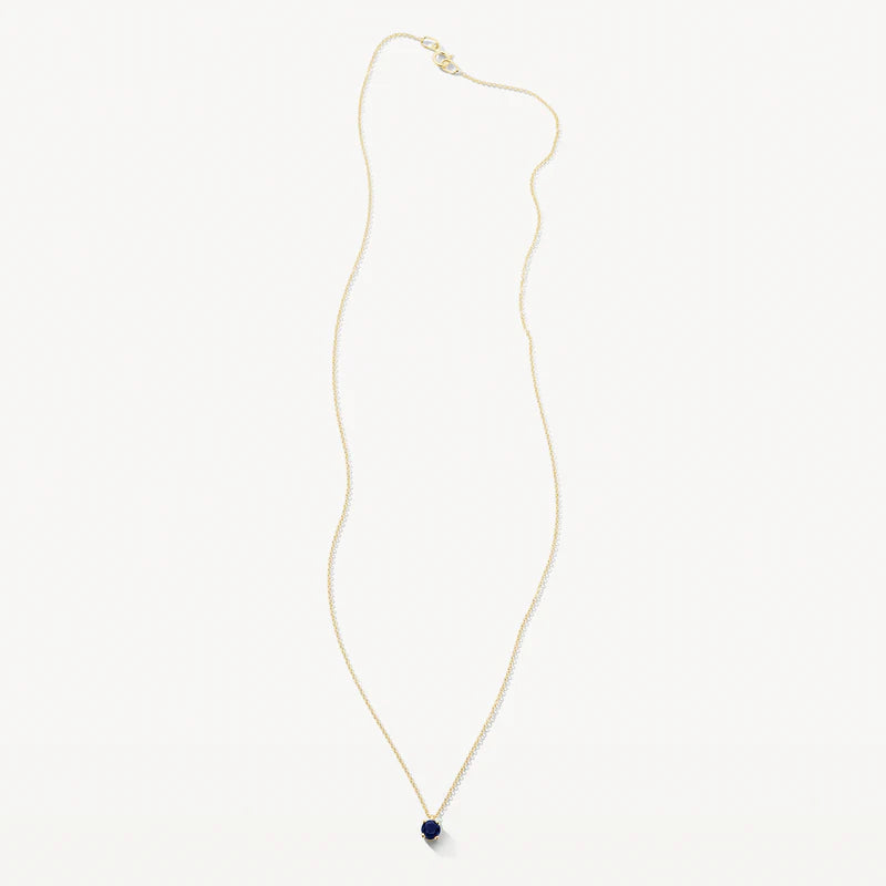 Blush geelgoud collier met blauwe saffier