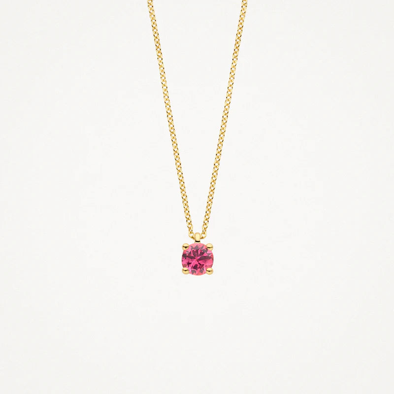 Blush geelgoud collier met roze tourmarlijn