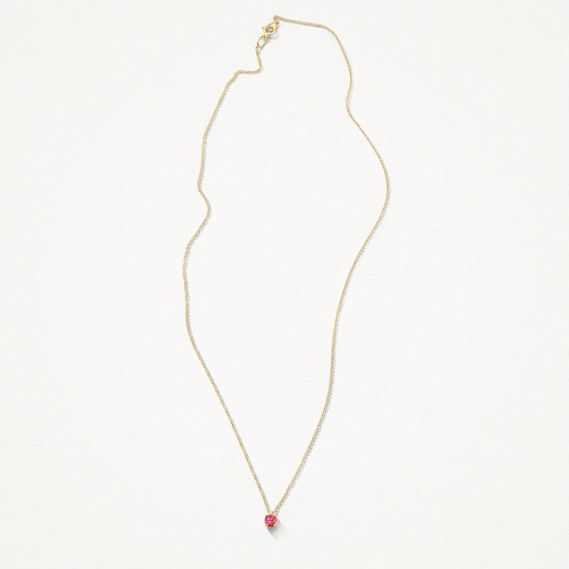 Blush geelgoud collier met roze tourmarlijn
