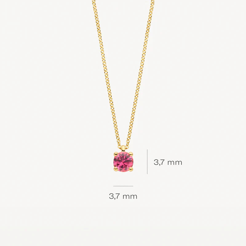 Blush geelgoud collier met roze tourmarlijn