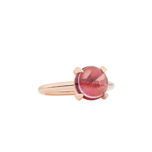 Bron Catch ring met cabochon geslepen roze toermalijn