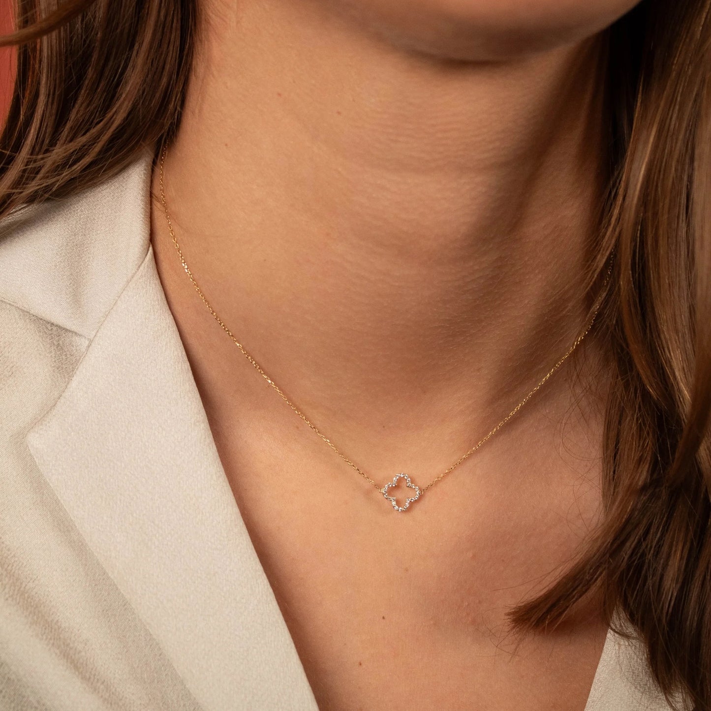 Just Franky Iconic Lucky Clover diamond collier