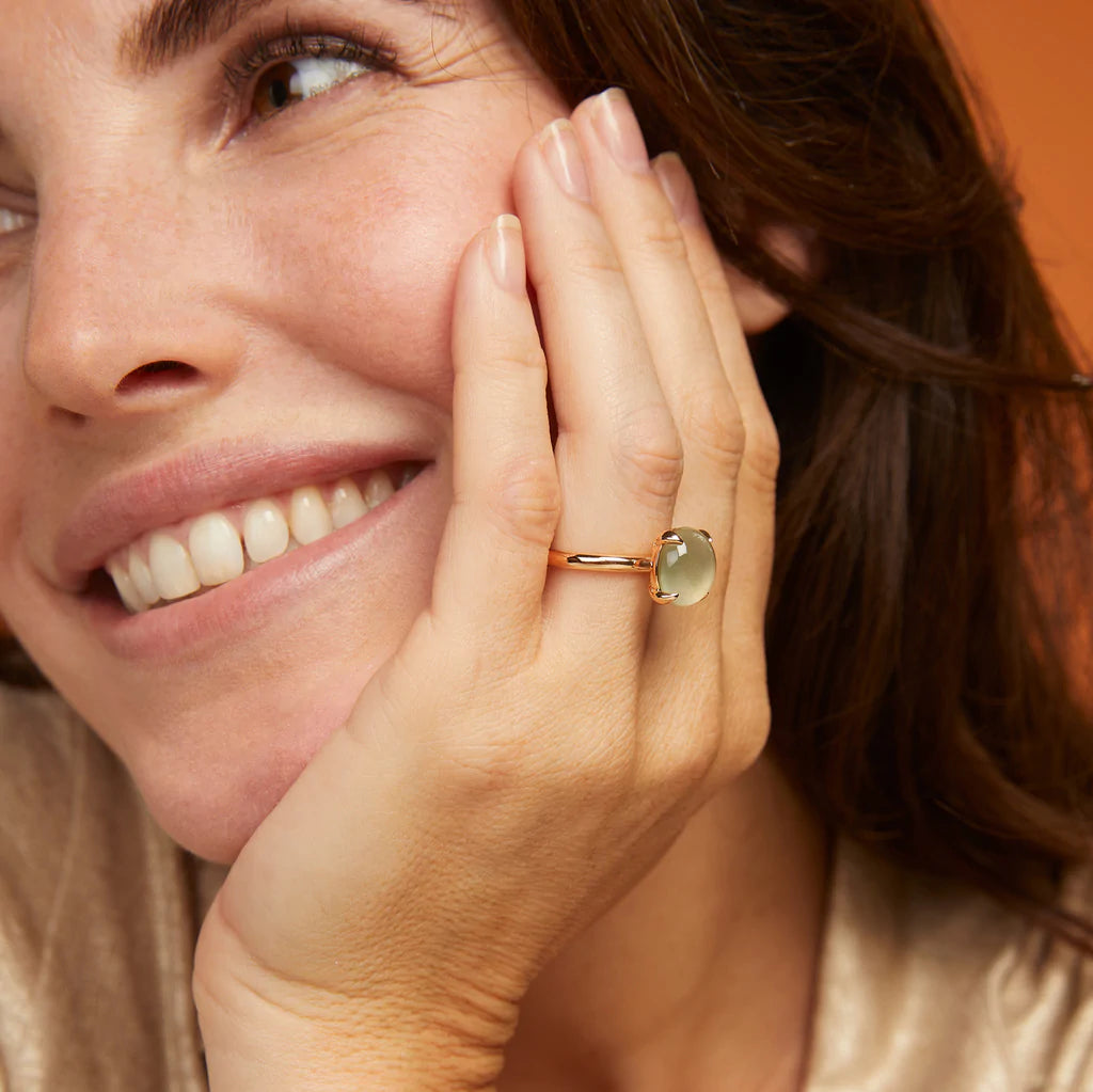 Bron Catch ring met cabochon geslepen lemonkwarts