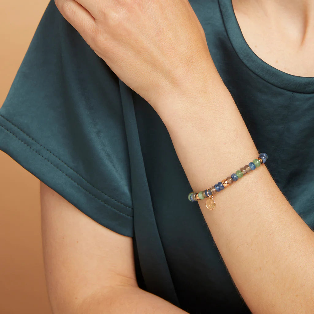 Bron reflex armband met aventurijn, kyaniet en labradoriet