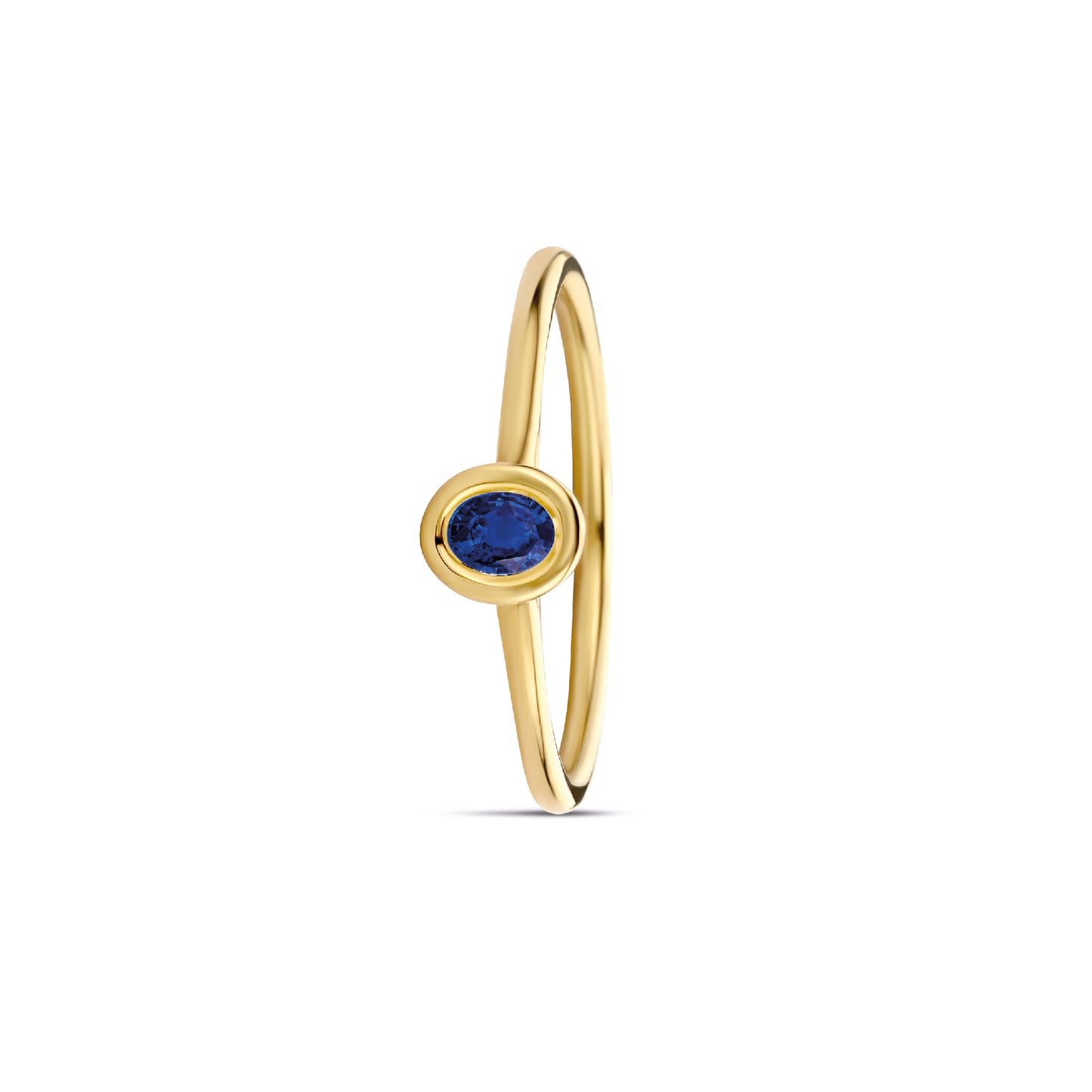 Miss Spring ring Brilliantly Bezel ring met saffier