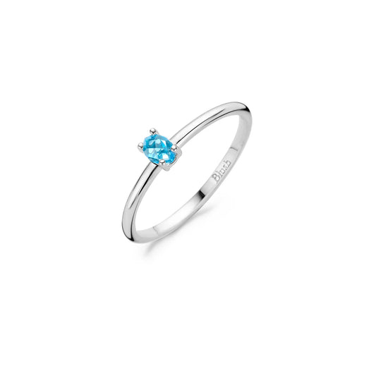 Blush witgouden ring met blauwe topas