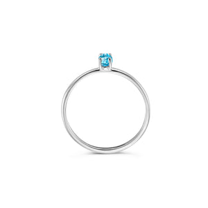 Blush witgouden ring met blauwe topas