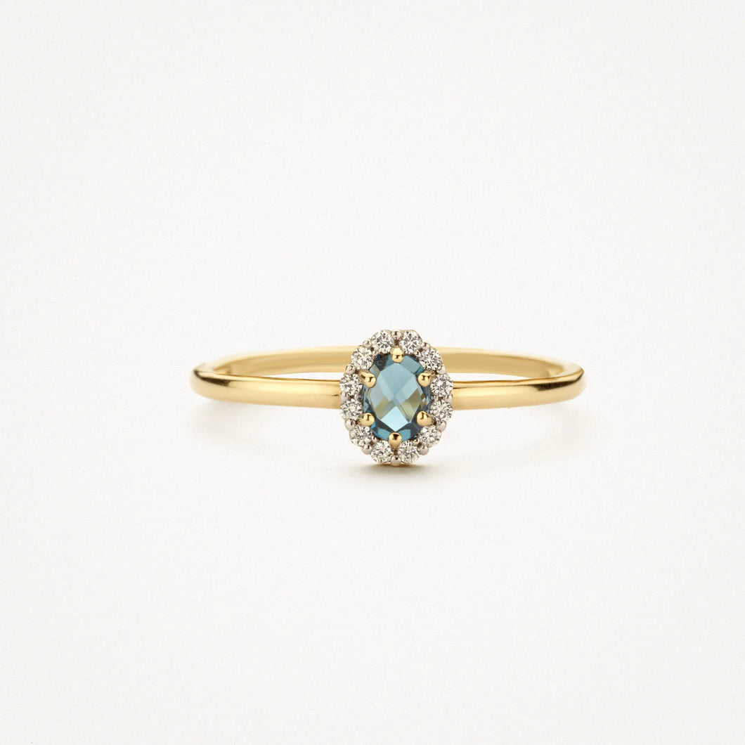 Blush ring blauwe topaas met zirkonia