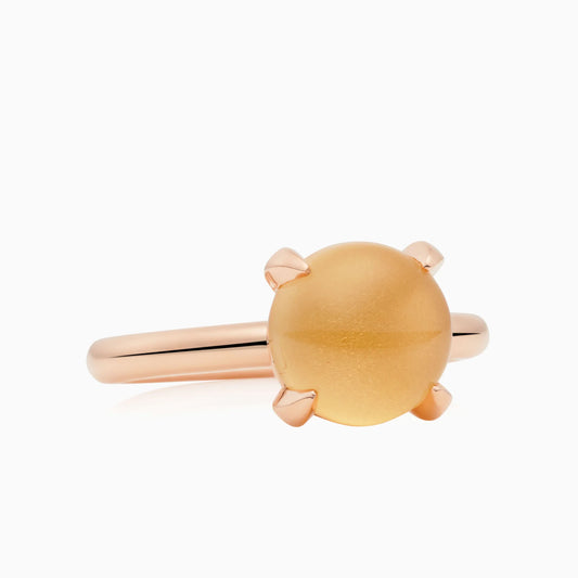 Bron ring Catch met cabochon geslepen citrien