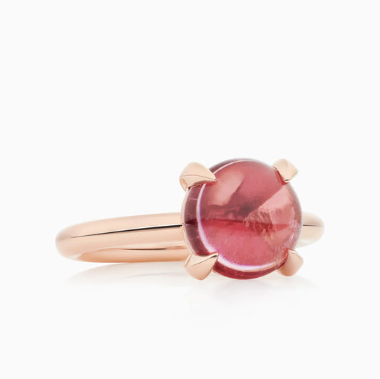 Bron Catch ring met cabochon geslepen roze toermalijn