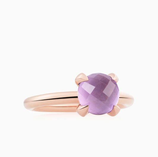 Bron Catch ring met schaakbord geslepen amethist