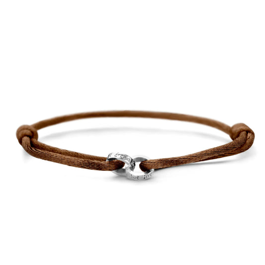 Just Franky Iconic Double Open Circle Cord armband met gravuren Men