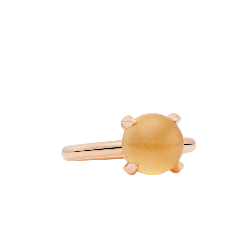Bron ring Catch met cabochon geslepen citrien