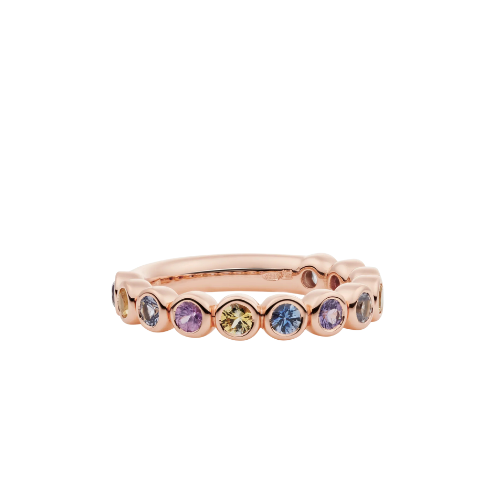 Bron confetti ring met een mix van saffier
