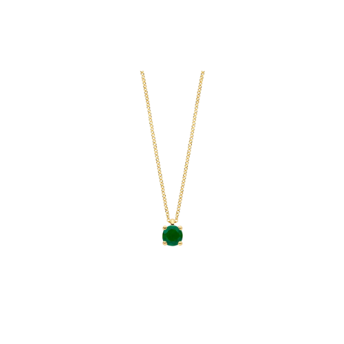 Blush geelgoud collier met smaragd