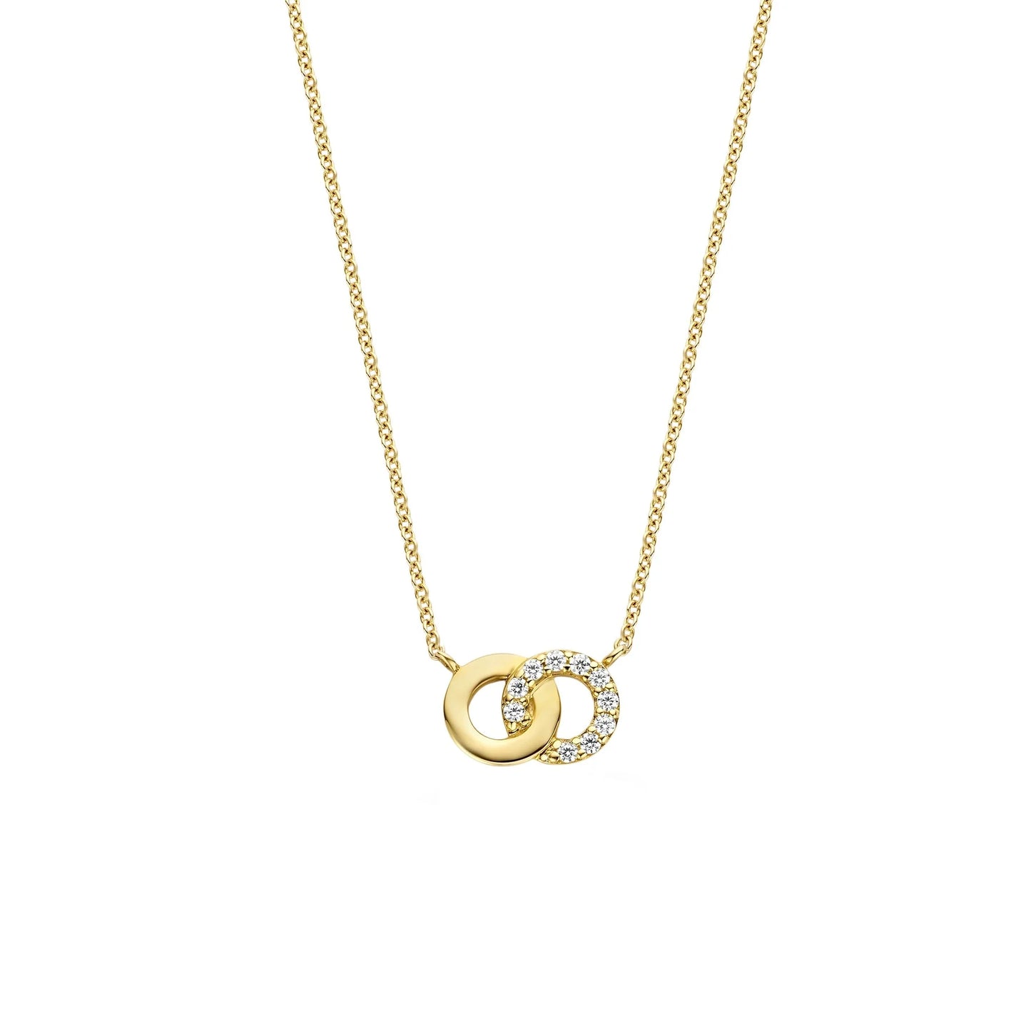 Blush geelgoud collier met zirkonia