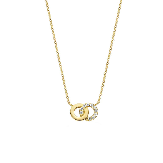Blush geelgoud collier met zirkonia