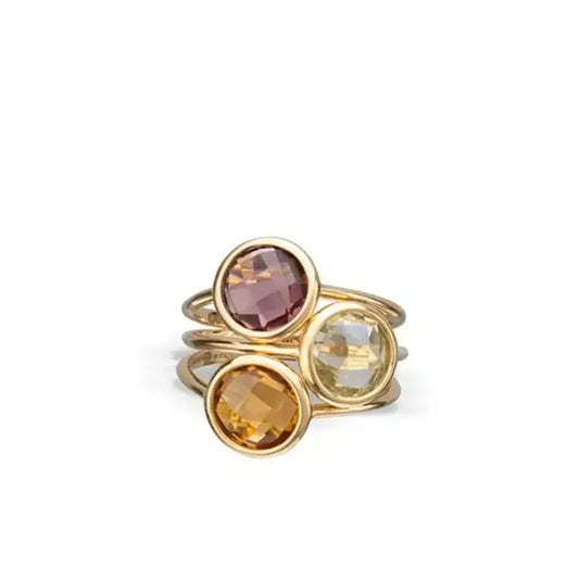 Italo Bottene ring met citrien, Groene amethyst en rhodoliet