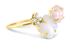 Morganne Bello ring parelmoer, roze kwarts en diamanten