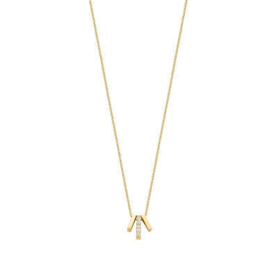 Blush geelgoud collier met zirkonia
