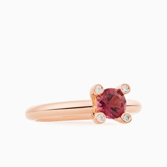 Bron ring Phlox roze tourmalijn met diamant