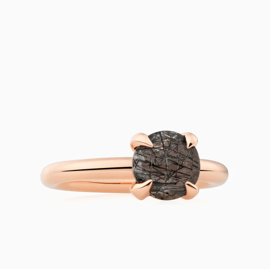 Bron Catch ring met briolet geslepen zwart rutielkwarts