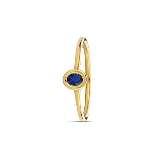 Miss Spring ring Brilliantly Bezel ring met saffier