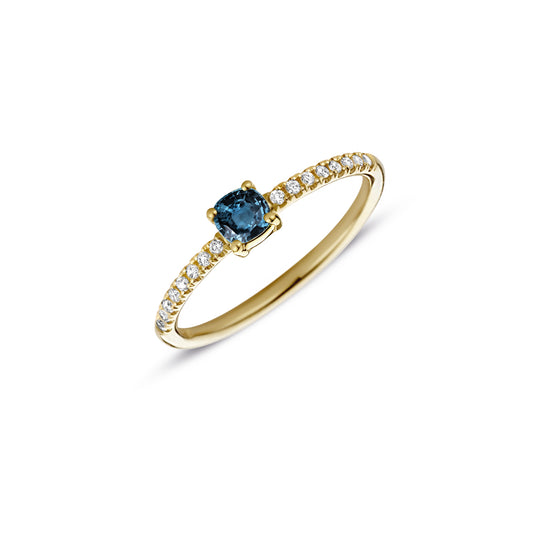 Miss Spring ring Brillantly Cushion ring met london blue