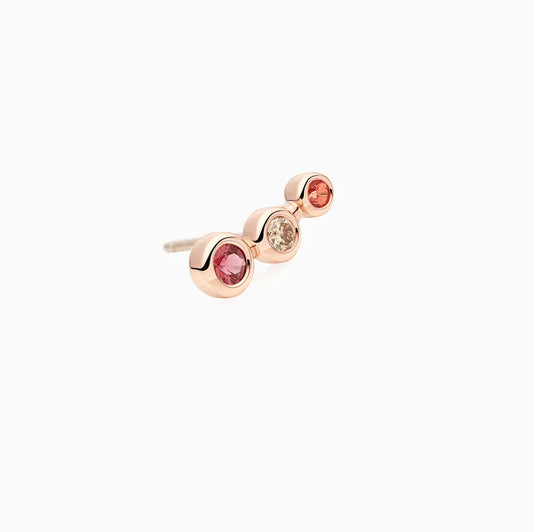 Bron Confetti oorsieraad ( enkel stuk.) met oranje saffier en champagne diamant